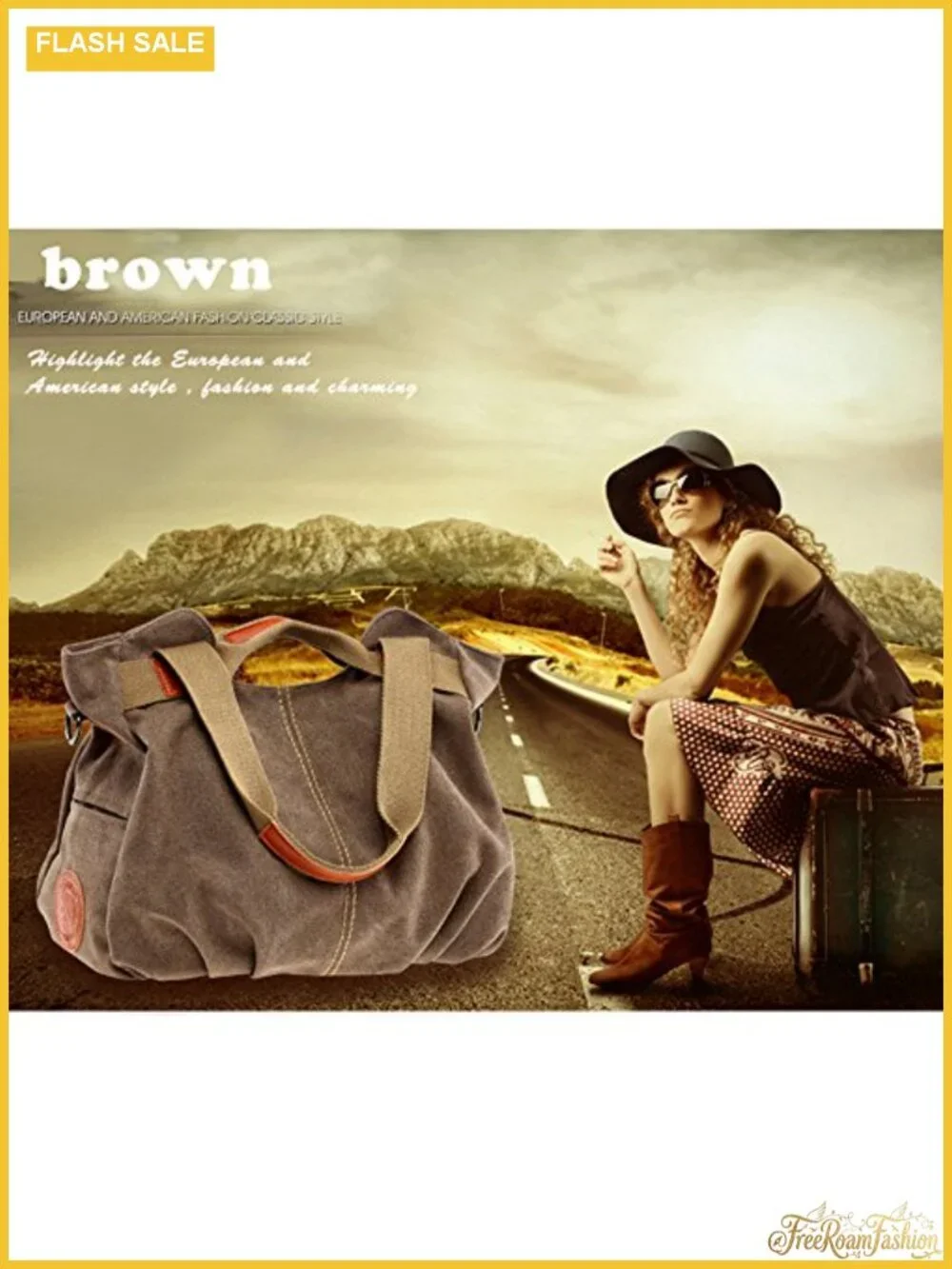 Vintage Hobo Canvas Tote Handbag Women's Shoulder Purse - Free Size